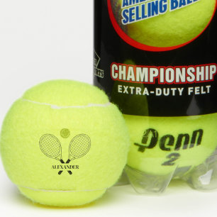 Minimalist Custom Name with Tennis Rackets Design Balls