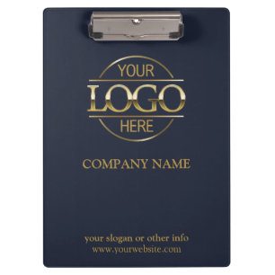 Minimalist Custom Navy Blue Company Business Logo Clipboard