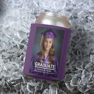Minimalist Custom Photo 8th Grade Graduation Can Cooler