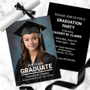 Minimalist Custom Photo 8th Grade Graduation Invitation