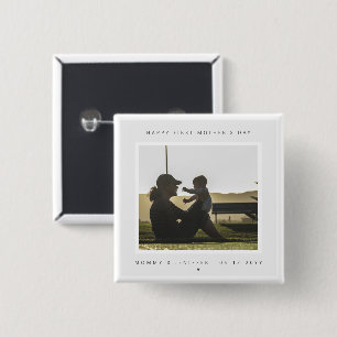 Minimalist Custom Photo First Mother's Day Modern 2 Inch Square Button