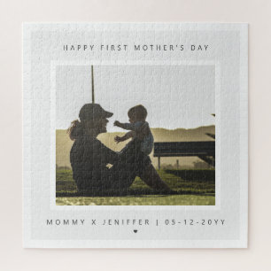 Minimalist Custom Photo First Mother's Day Modern Jigsaw Puzzle