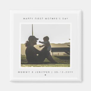 Minimalist Custom Photo First Mother's Day Modern Magnet
