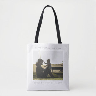 Minimalist Custom Photo First Mother's Day Modern Tote Bag