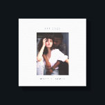 Minimalist Custom Photo Text Canvas Print<br><div class="desc">Minimalist Custom Photo Text Couple Canvas Print featuring large white space frame, couple/newlyweds name and engagement year in a modern and simple sans serif font and a personalized photo. Create a perfect wedding, engagement and home warming party gifts for couple, newlyweds, bridal shower, use it as keepsake and savour the...</div>