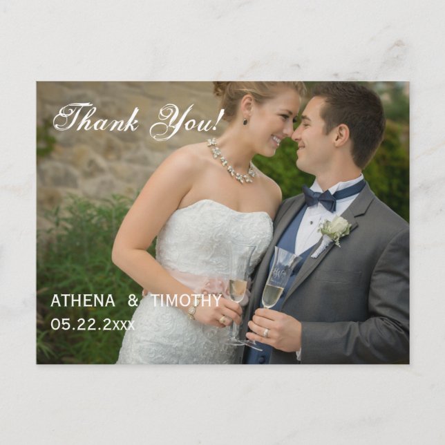 Minimalist Custom Photo Thank You Postcard (Front)