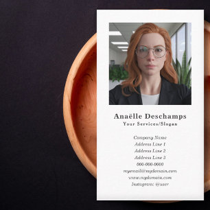 Minimalist Custom Photo Vertical Business Card