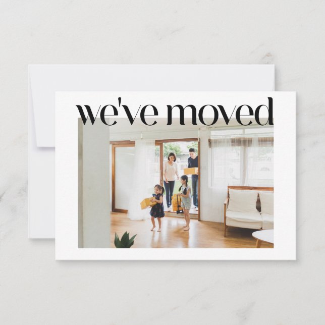 Minimalist Custom Photo We Moved New Home Address Card (Front)