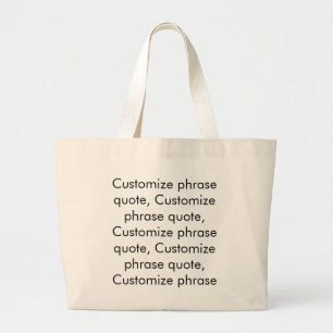 Minimalist custom phrase quote monogram elegant large tote bag