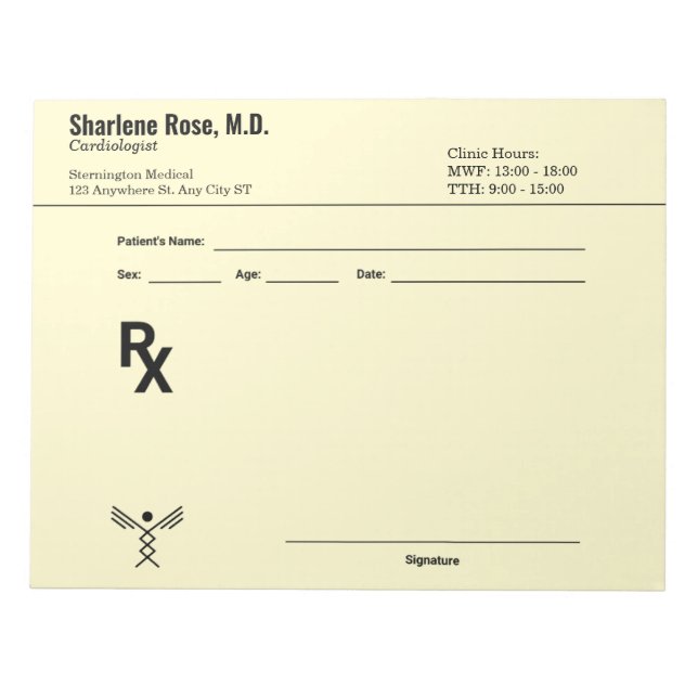 Minimalist Custom Prescription Notepad – Editable  (Front)
