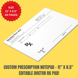 Minimalist Custom Prescription Notepad – Green Pad