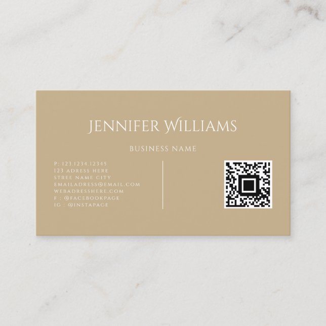Minimalist Custom QR Code Script Modern Business Card (Front)