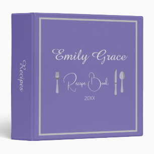 Minimalist Custom Script Cute Periwinkle Recipe Binder