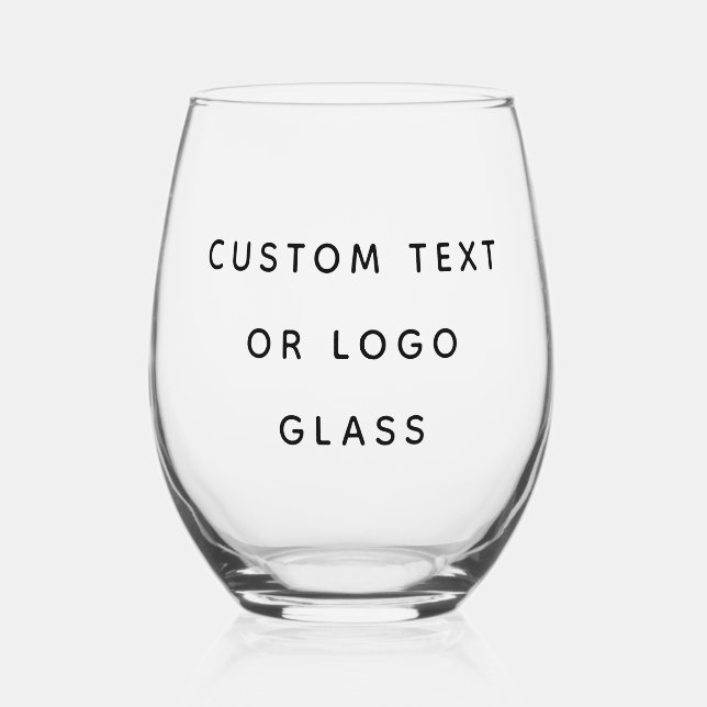 Minimalist Custom Text Or Logo Stemless Wine Glass (Front)