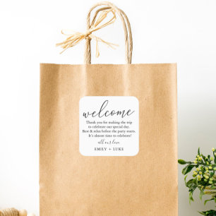 Minimalist Custom Wedding Welcome Bag Square Sticker