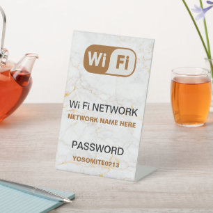 Minimalist Custom Wifi Network Password Whitestone Pedestal Sign