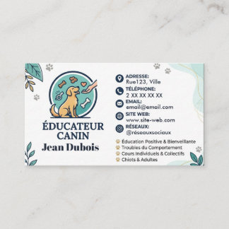 Minimalist Customizable Dog Trainer Business Card