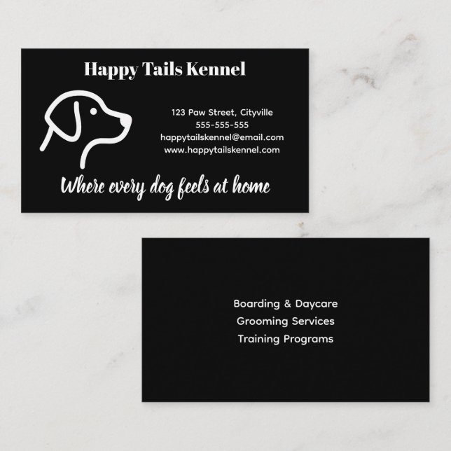 Minimalist  Customizable Kennel Business Card  (Front/Back)