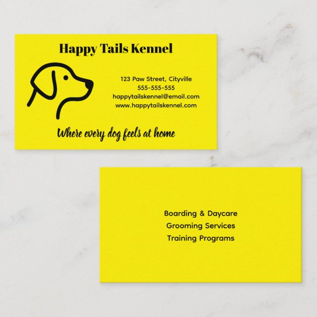 Minimalist  Customizable Kennel Business Card  (Front/Back)
