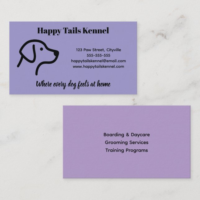 Minimalist  Customizable Kennel Business Card  (Front/Back)