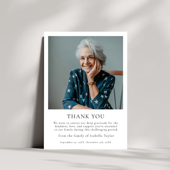 Minimalist Customizable Modern Funeral  Thank You Card (Creator Uploaded)