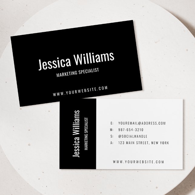 Minimalist Customizable Professional Black Business Card (Creator Uploaded)
