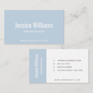 Minimalist Customizable Professional Light Blue Business Card