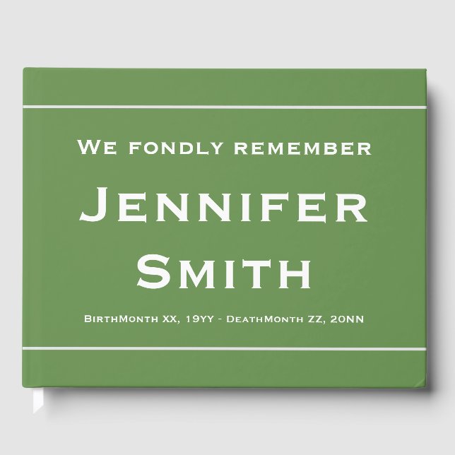 Minimalist & Customized Condolences Guestbook (Front)