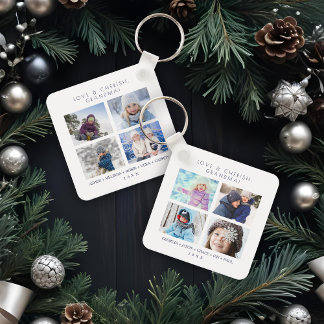 Minimalist Cute 8 Photos Collage Family Keepsake Keychain