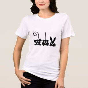 Minimalist Cute Animal Trio Dog, Cat & Bunny Tri-Blend Shirt
