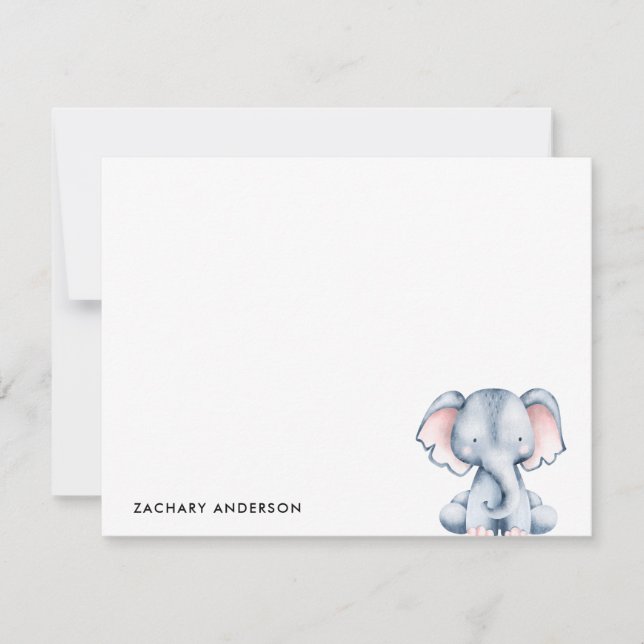 Minimalist Cute Baby Elephant Kids Personalized Card (Front)
