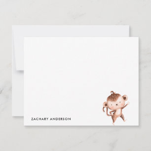Minimalist Cute Baby Monkey Kids Personalized Card