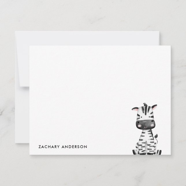 Minimalist Cute Baby Zebra Kids Personalized Card (Front)