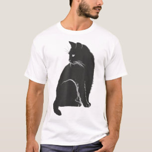 Minimalist Cute Black Cat Owner Feline Art Kitten  T-Shirt