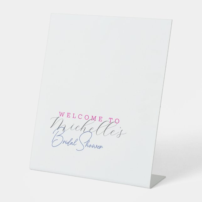 Minimalist Cute Bridal Shower  Pedestal Sign (Front)