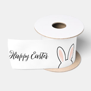 Minimalist Cute Bunny Ears Happy Easter Satin Ribbon