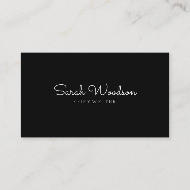 Minimalist Cute Calligraphy Black Business Card (Front)