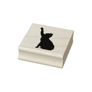 Minimalist Cute Cat Reaching Art Stamp