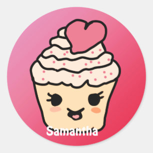 Minimalist Cute Cupcake with a Heart   Love Classic Round Sticker