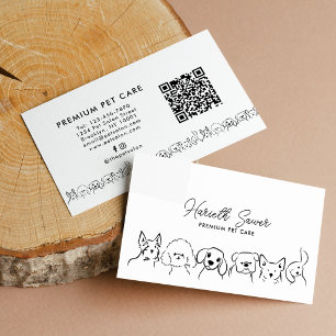 Minimalist Cute Dogs Pet QR Code Business Card