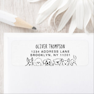 Minimalist Cute Dogs Sketch Return Address