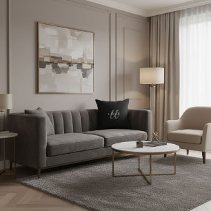  Minimalist cute elegant script black and white Throw Pillow