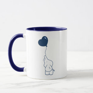 Minimalist Cute Elephant Heart Balloon Art Mug