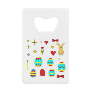 Minimalist Cute  Happy Easter  cartoon    Credit Card Bottle Opener