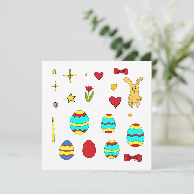 Minimalist Cute  Happy Easter cartoon   Invitation (Standing Front)