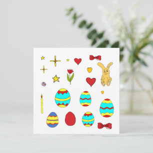 Minimalist Cute Happy Easter cartoon Thank You Card