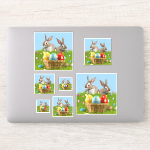 Minimalist Cute  Happy Easter flowers cartoon  