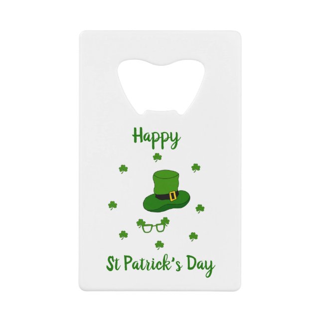 Minimalist  Cute Happy St Patrick's Day     Credit Card Bottle Opener (Front)