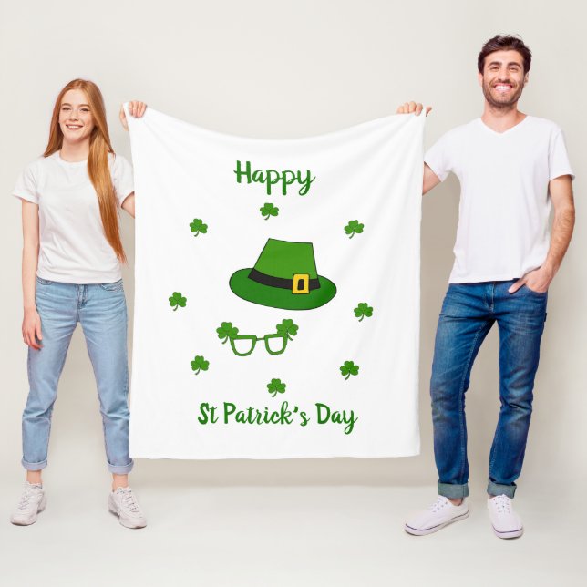 Minimalist  Cute Happy St Patrick's Day    Fleece Blanket (In Situ)