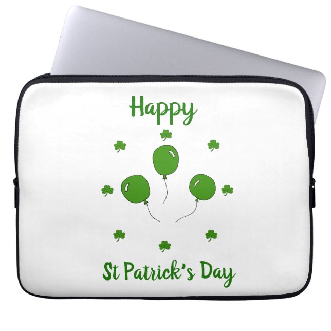 Minimalist  Cute Happy St Patrick's Day  Laptop Sleeve (Front)